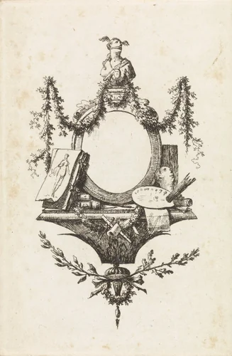 Embleem voor een Rotterdams kunstgenootschap by Gerard van Nijmegen, print, 1745-1808