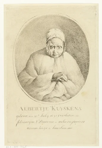 Portret van Albertje Kuyskens by Hermanus van Brussel, print, 1800-1802
