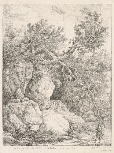 Landscape with a Fallen Tree (Paysage à l'arbre cassé) by Hubert Robert, print, 1764