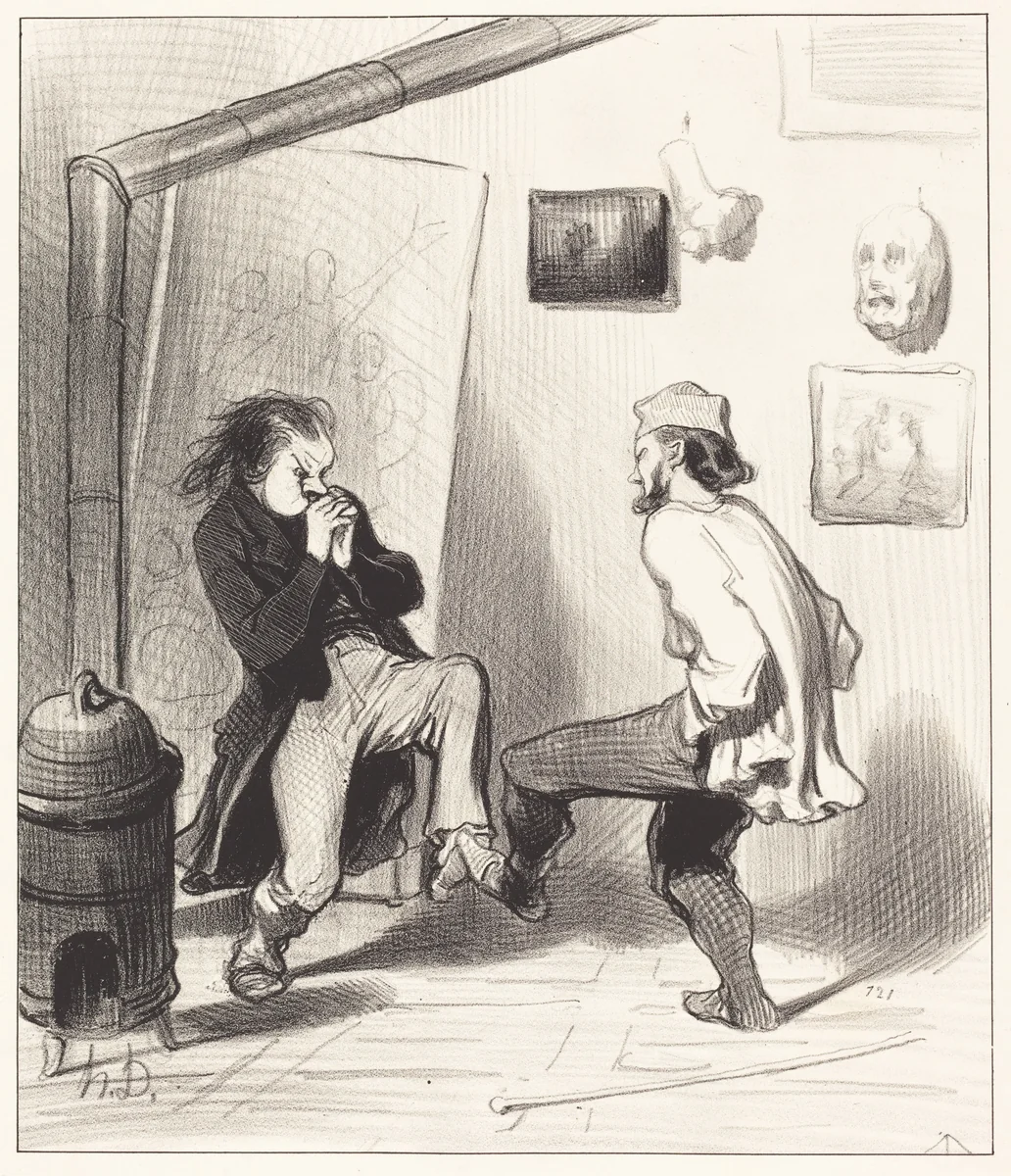 Quand on a brulé son dernier chevalet! by Honoré Daumier, print, 1845