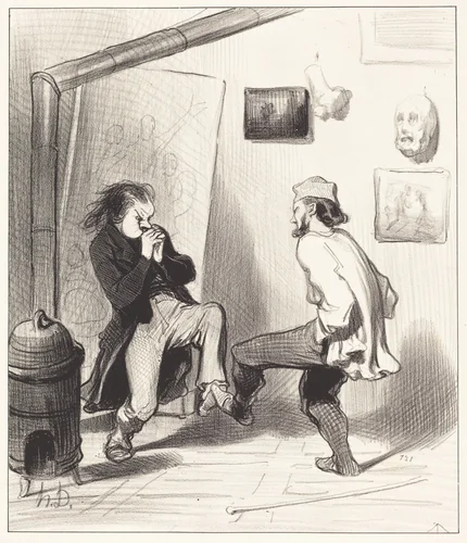 Quand on a brulé son dernier chevalet! by Honoré Daumier, print, 1845