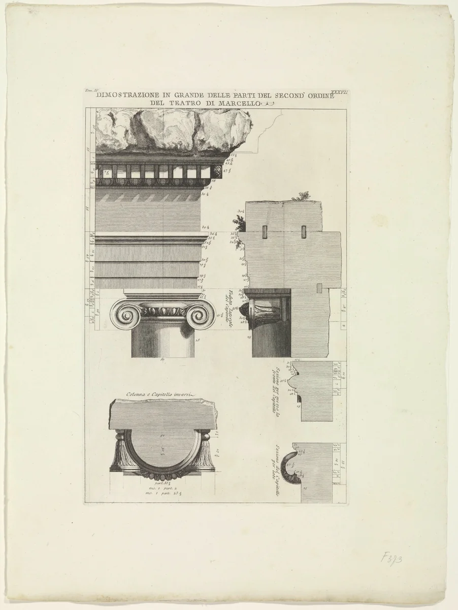 Onderdelen van het Theater van Marcellus te Rome by Giovanni Battista Piranesi, print, 1756-1757