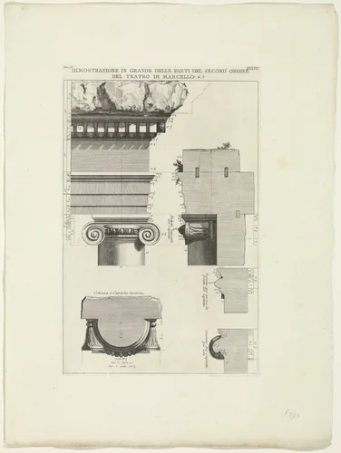Onderdelen van het Theater van Marcellus te Rome by Giovanni Battista Piranesi, print, 1756-1757
