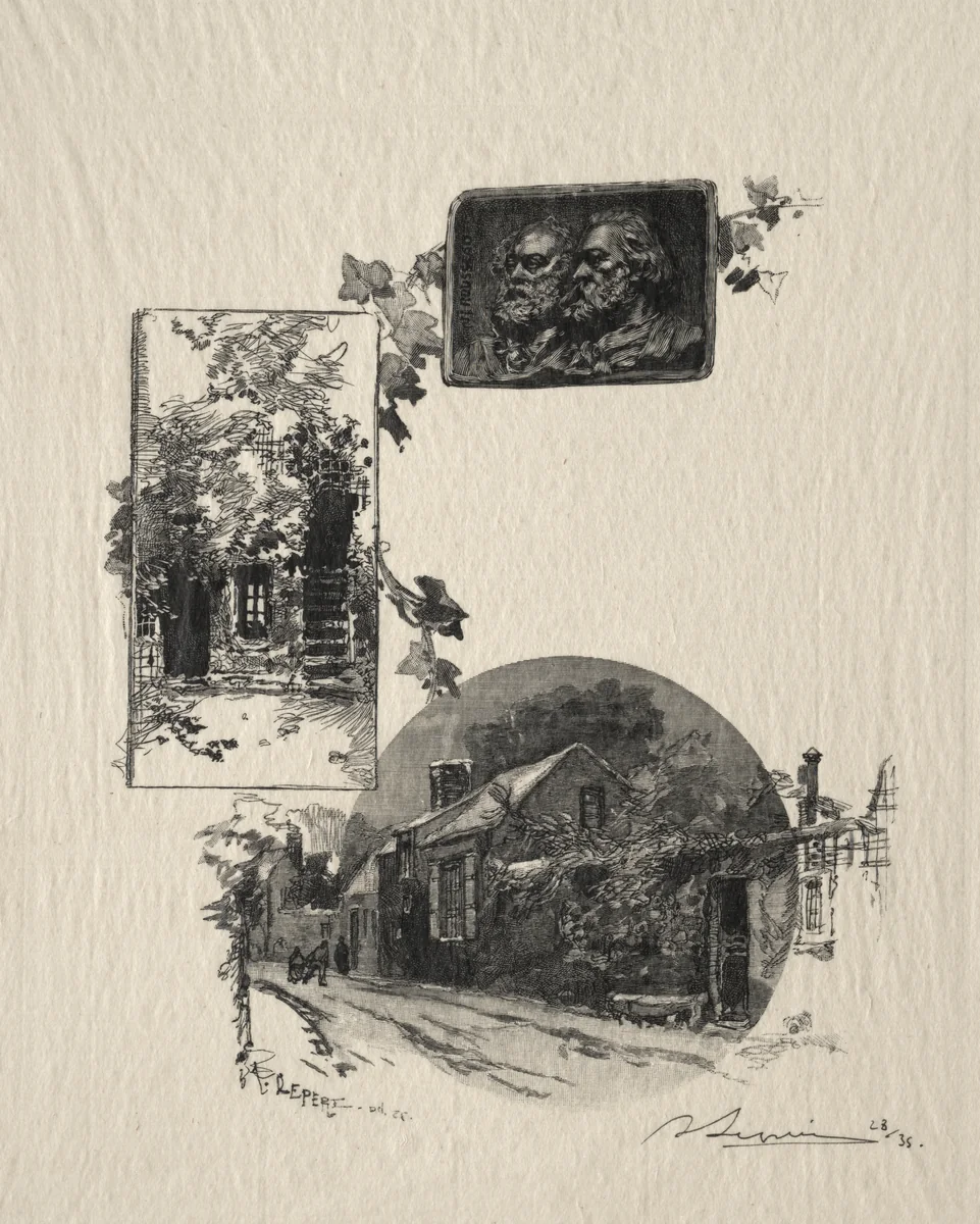 Entree de l'atelier Rousseau et la Maison de Millet by Auguste Louis Lepère, print, 1887
