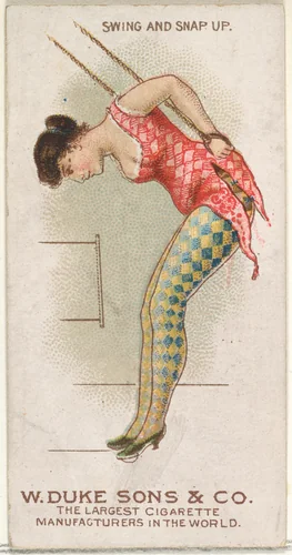 Swing and Snap Up, from the Gymnastic Exercises series (N77) for Duke brand cigarettes by W. Duke, Sons & Co., print, 1887