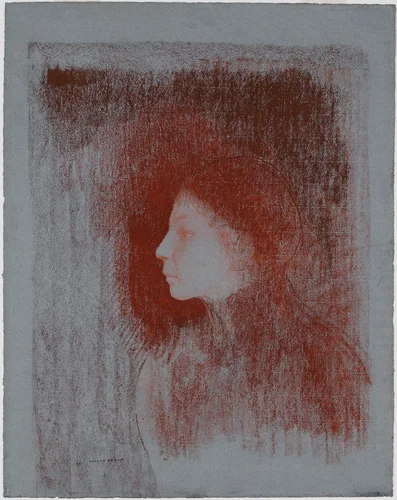 Portrait of a Youth from Left by Odilon Redon, drawing, 1890