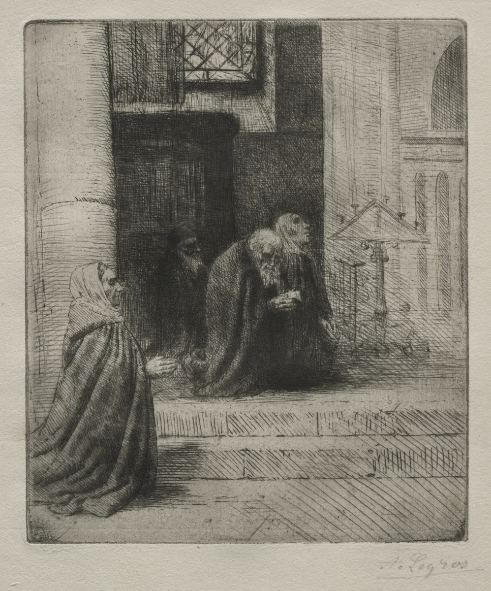 Interior of a Church by Alphonse Legros, print, 1857-1911