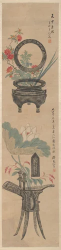 Rubbings and flowers by Zhang Xiong, painting, 1803-1866