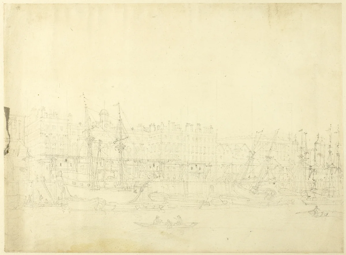 Study for Custom House, from the River Thames, from Microcosm of London by Augustus Charles Pugin
Thomas Rowlandson, drawing, 1807-1808