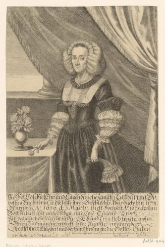 Portret van Catharina Dorothea Buchner by Philipp Kilian, print, 1675