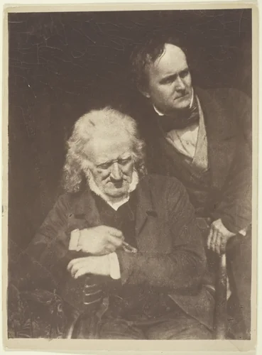 Portrait of Two Men (John Henning and Alexander Handyside Ritchie) by David Octavius Hill and Robert Adamson, print, 1840-1850
