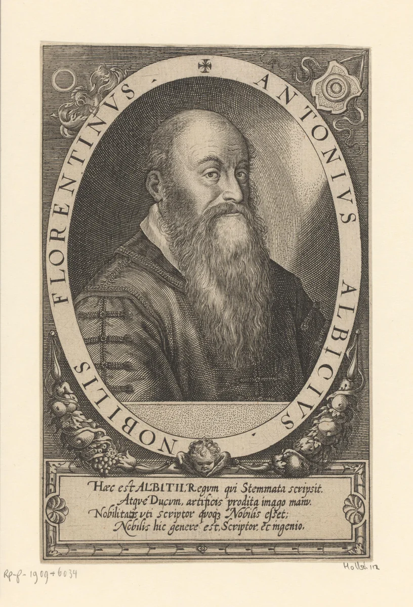 Portret van Antonio Albizzi by Lucas Kilian, print, 1589-1615