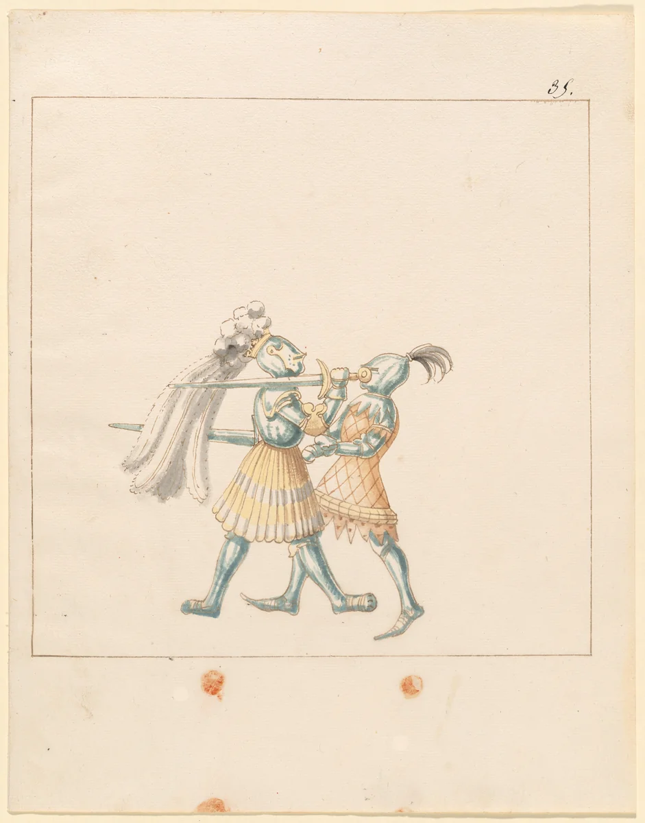 Foot Combat with Longswords by German 16th Century, drawing, 1515