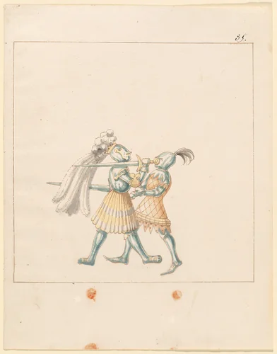 Foot Combat with Longswords by German 16th Century, drawing, 1515