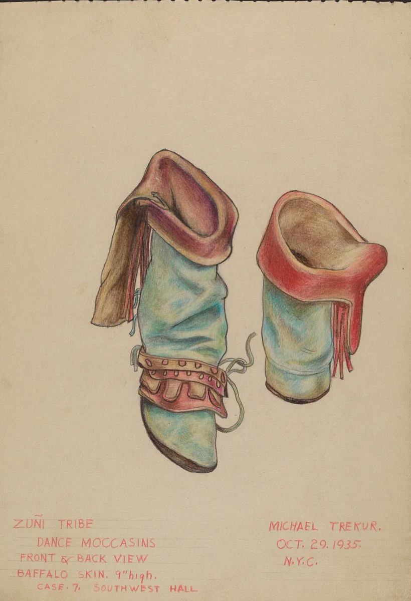 Dance Moccasins by Michael Trekur, index of american design, 1935