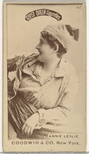 Annie Leslie, from the Actors and Actresses series (N171) for Gypsy Queen Cigarettes by Goodwin & Company, photograph, 1886-1890