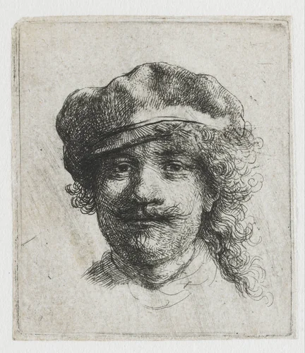 Self-portrait in a Soft Cap by Rembrandt van Rijn, print, 1634