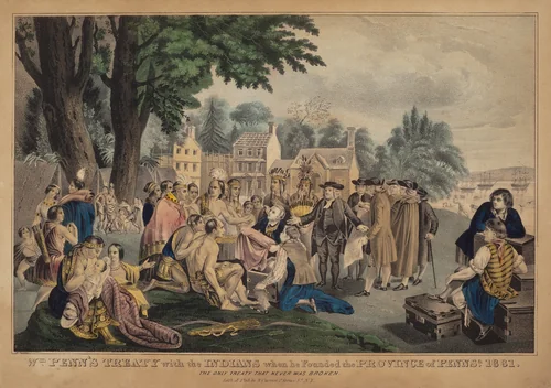 Wm. Penn's Treaty with the Indians When He Founded the Province of Pennsa. 1661: The Only Treaty That Never Was Broken by Napoleon Sarony, print, 1857-1907