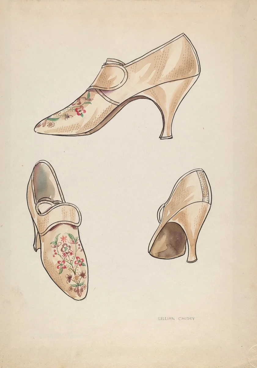 Woman's Slippers by Lillian Causey, index of american design, 1936