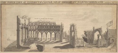 Tynemouth Castle, Northumberland by Samuel Buck, drawing, 1728