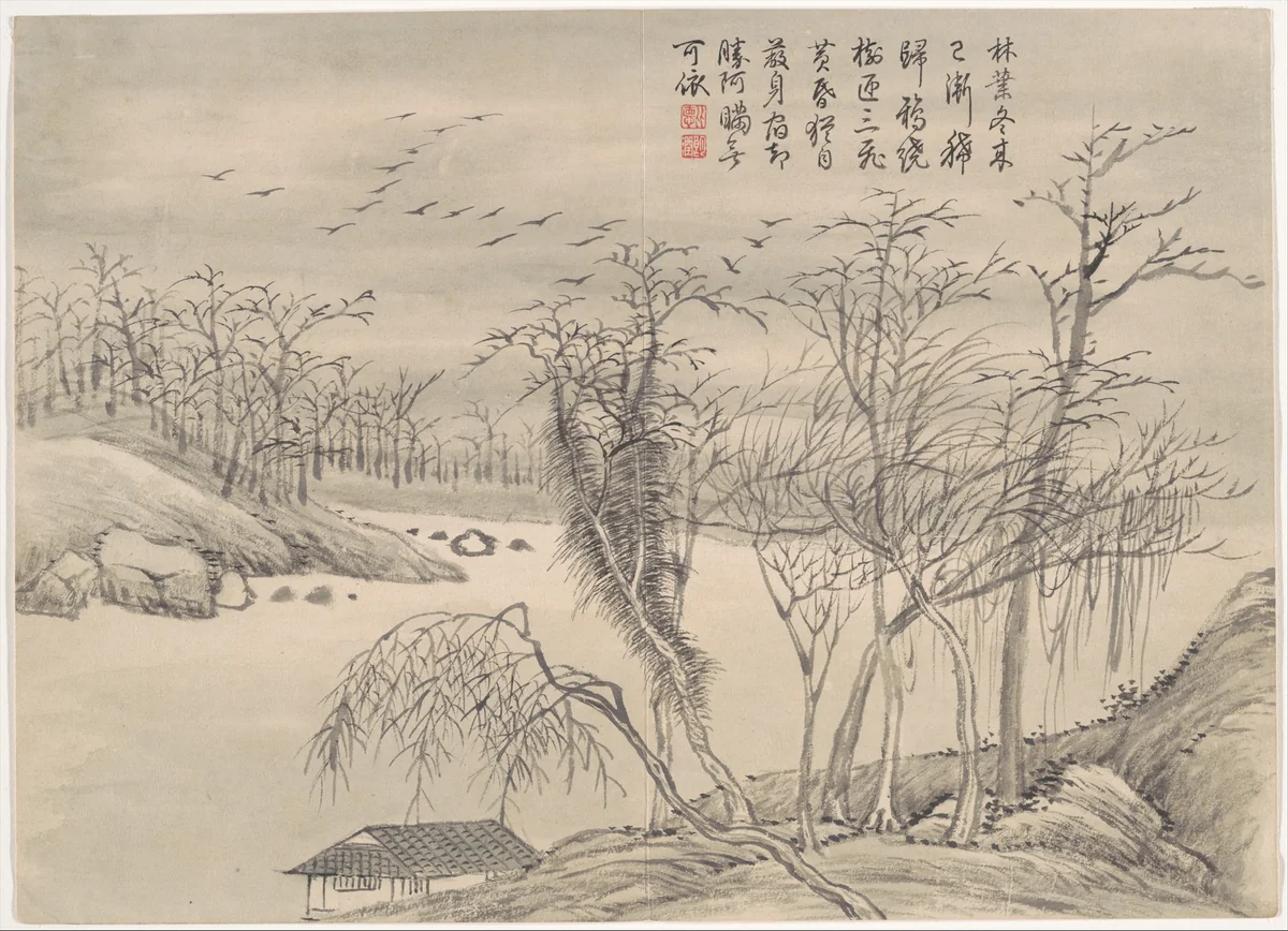 Winter landscapes and flowers by Qian Weicheng, painting, 1720-1772