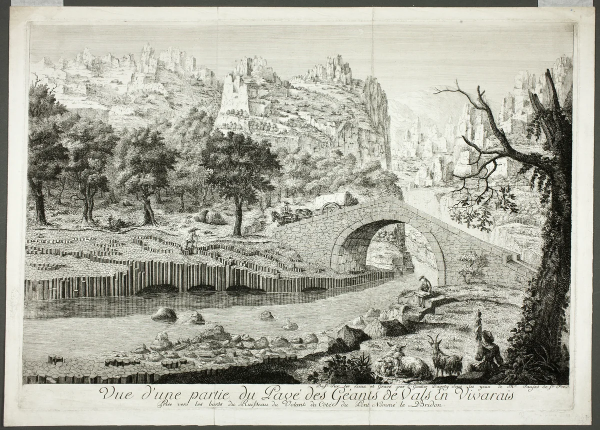View of Part of the Pathway of the Giants of Vals in Vivarais by Arnault Éloi Gautier D’Agoty, print, 1777-1778