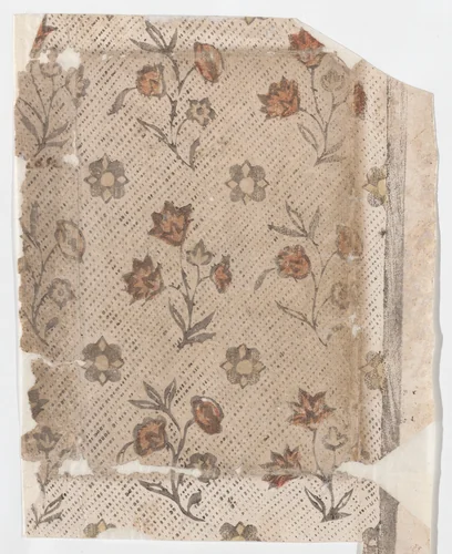 Sheet with overall floral pattern by anonymous, print, 1800-1900