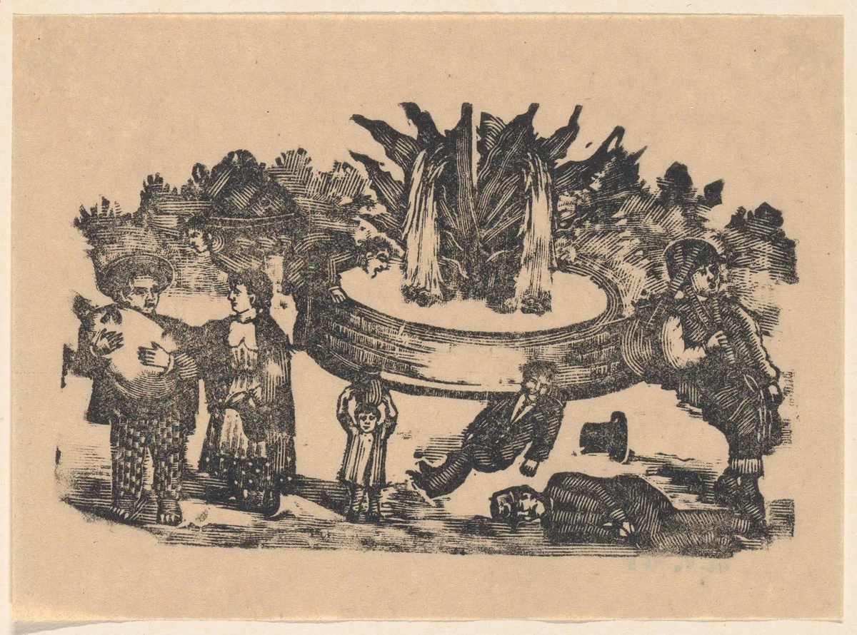 Miraculous fountain by José Guadalupe Posada, print, 1890-1910