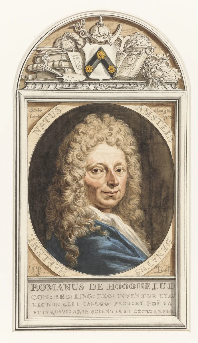 Portret van Romeyn de Hooghe by Tako Hajo Jelgersma, drawing, 1712-1795