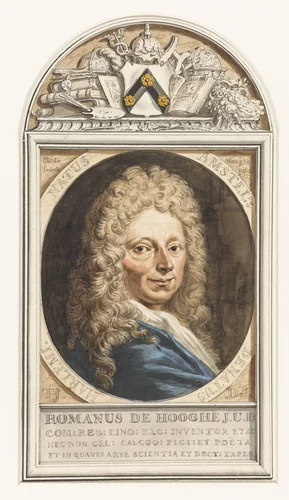 Portret van Romeyn de Hooghe by Tako Hajo Jelgersma, drawing, 1712-1795