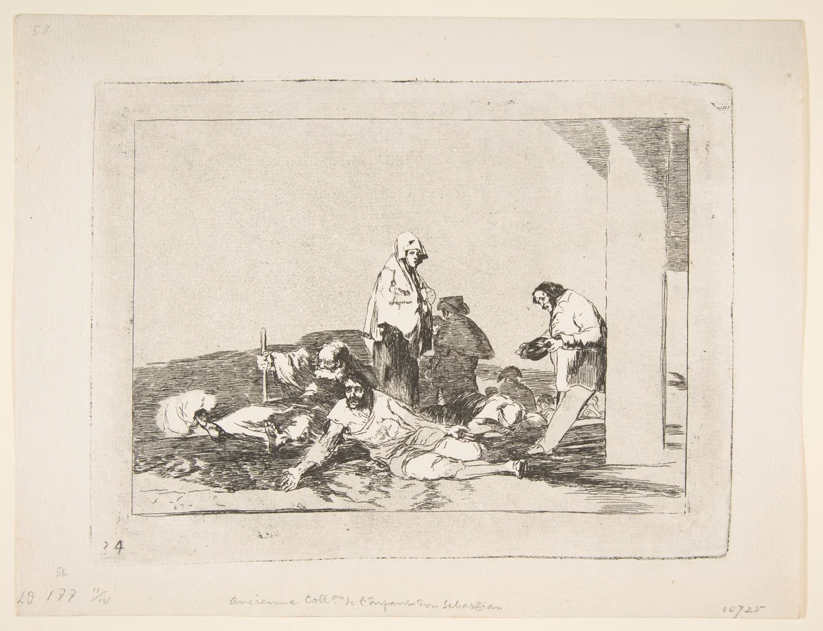 Plate 58 from 'The Disasters of War' (Los Desastres de la Guerra): 'It's no use crying out.' (No hay que dar voces.) by Goya, print, 1811-1812