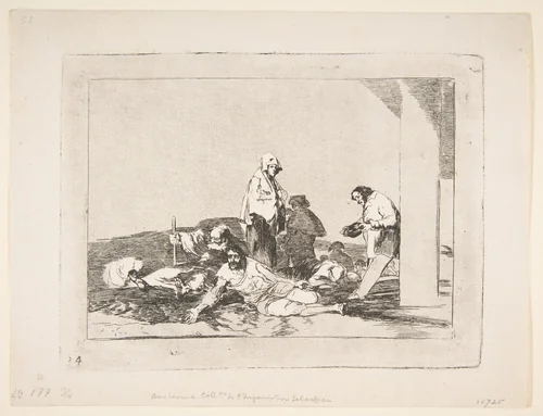 Plate 58 from 'The Disasters of War' (Los Desastres de la Guerra): 'It's no use crying out.' (No hay que dar voces.) by Goya, print, 1811-1812