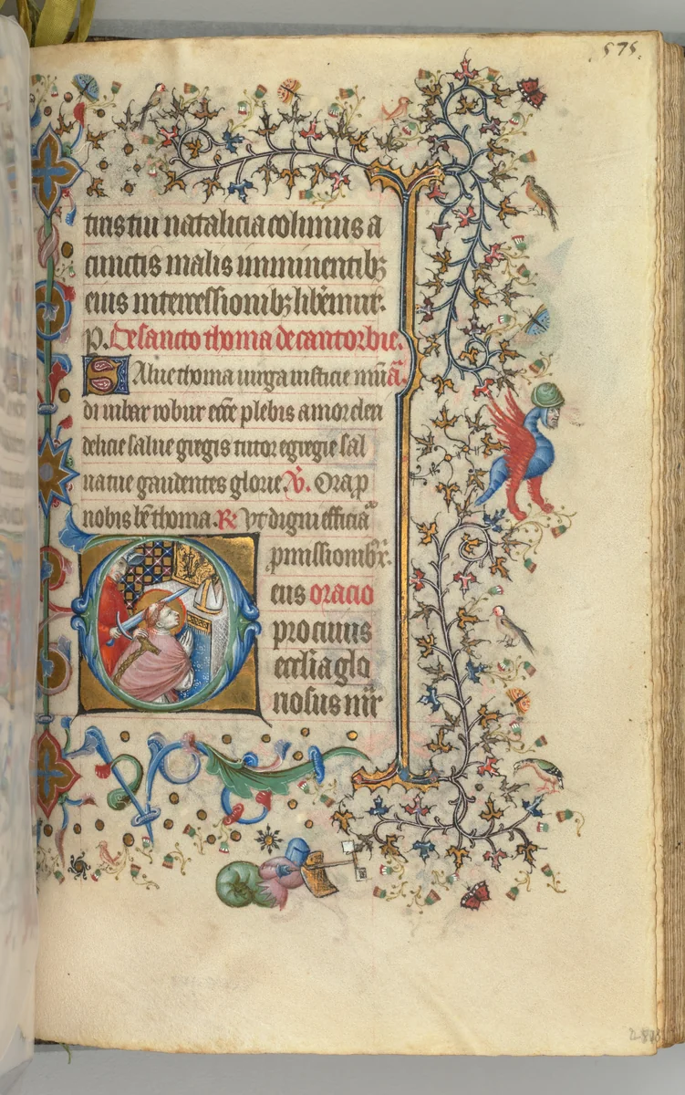 Hours of Charles the Noble, King of Navarre (1361-1425): fol. 282r, St. Thomas à Becket by Master of the Brussels Initials and Associates, book, 1400-1410