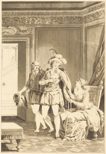 Joconde: Le depart by Jean-Jacques-François Le Barbier, print, 1700-1799