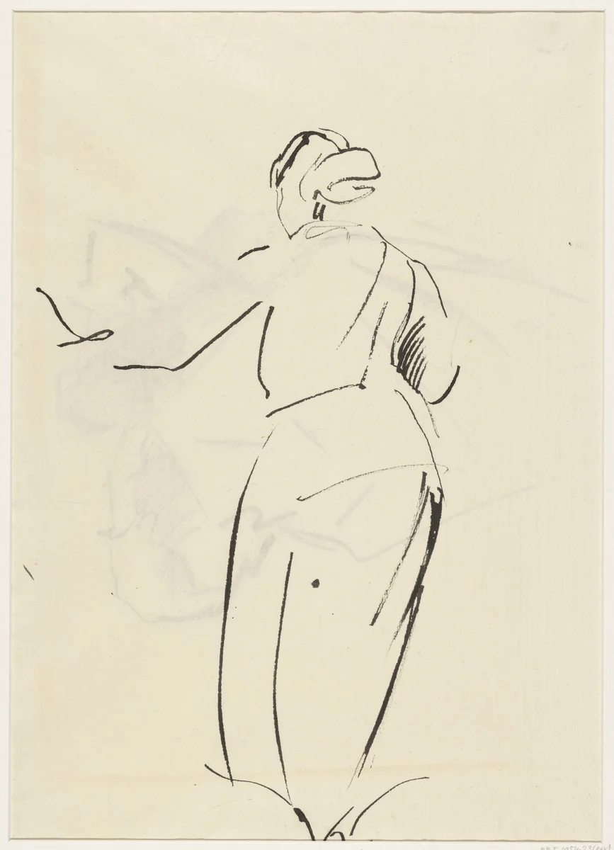 Staande vrouw, naar buiten kijkend by Rik Wouters, drawing, 1915