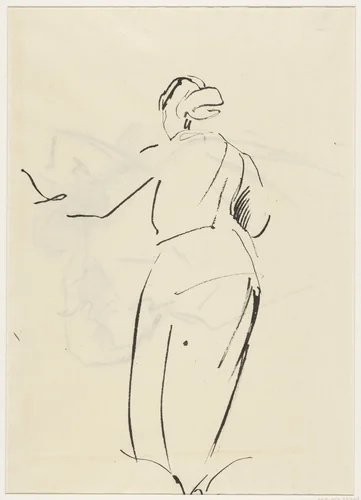 Staande vrouw, naar buiten kijkend by Rik Wouters, drawing, 1915