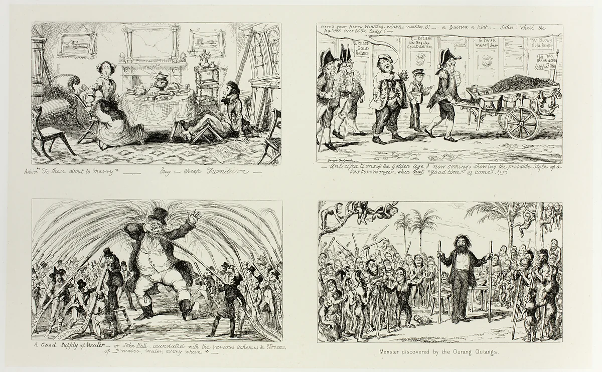Advice "To Those About to Marry" - Buy Cheap Furniture from George Cruikshank's Steel Etchings to The Comic Almanacks: 1835-1853 (top left) by George Cruikshank, print, 1852