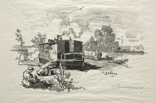 Bateau logement by Auguste Louis Lepère, print, 1870-1918