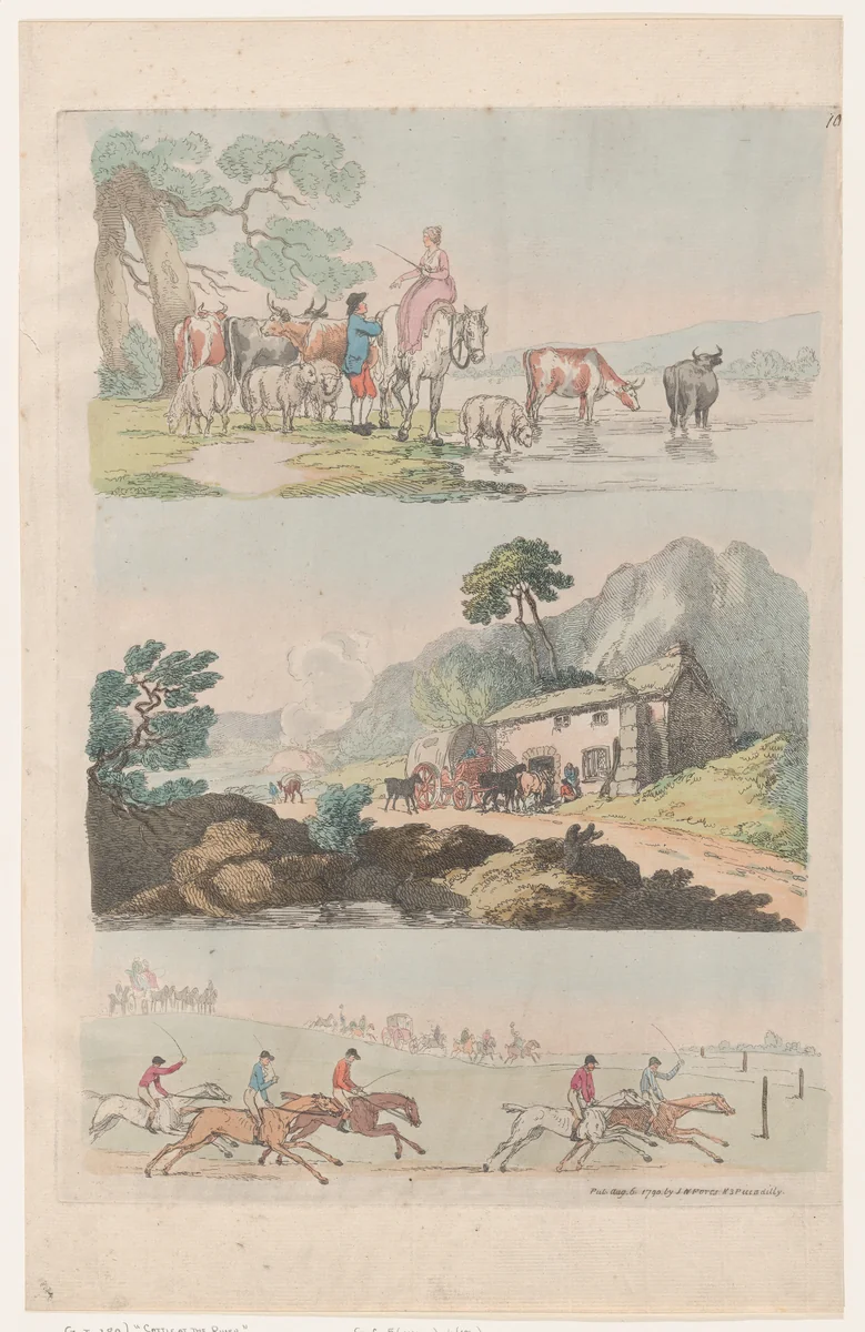 Plate 10, Outlines of Figures, Landscapes and Cattle...for the Use of Learners by Thomas Rowlandson, print, 1790