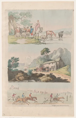 Plate 10, Outlines of Figures, Landscapes and Cattle...for the Use of Learners by Thomas Rowlandson, print, 1790