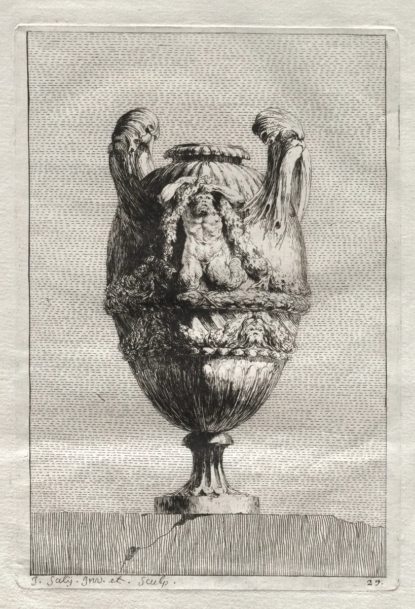 Suite of Vases: Plate 27 by Jacques François Saly, print, 1746