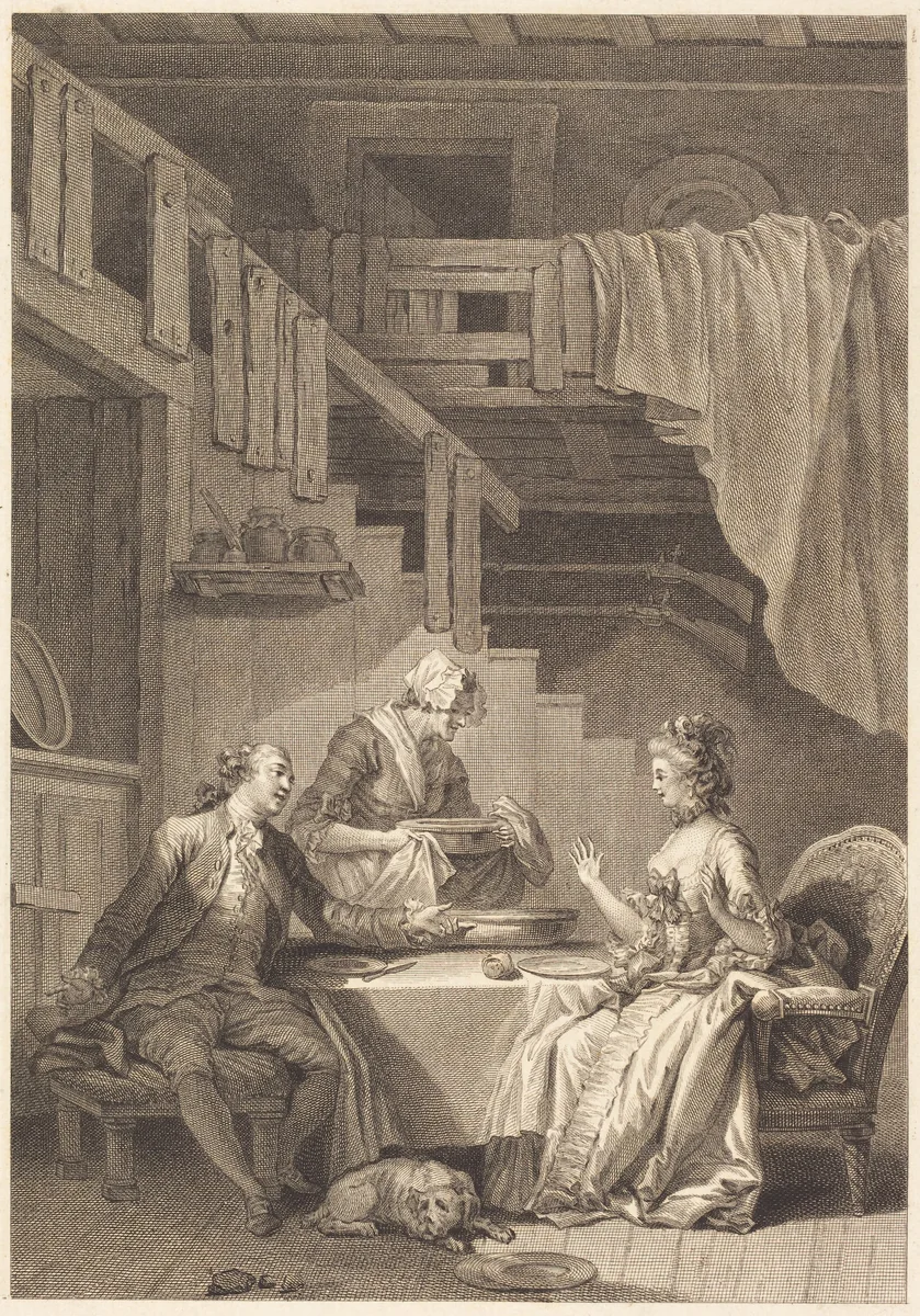 Le faucon by Jean Dambrun; Jean-Baptiste Tilliard; Jean Honoré Fragonard, print, 1741-1808
