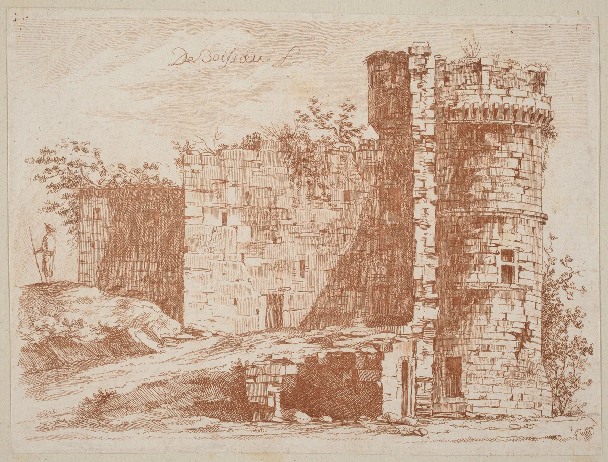 Ruins of an Old Castle at Saint-Chamond, Loire by Jean Jacques de Boissieu, print, 1759