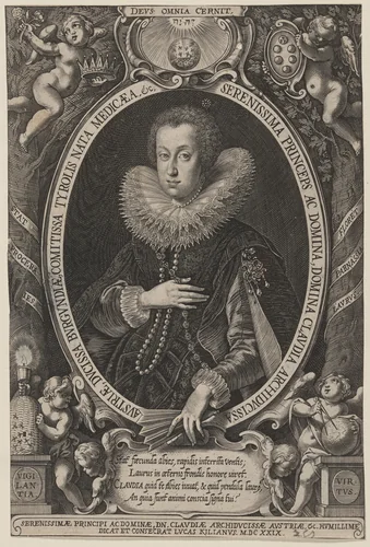 Claudia de Medici, Wife of Leopold of Austrian Tyrol by Lucas Kilian, print, 1629