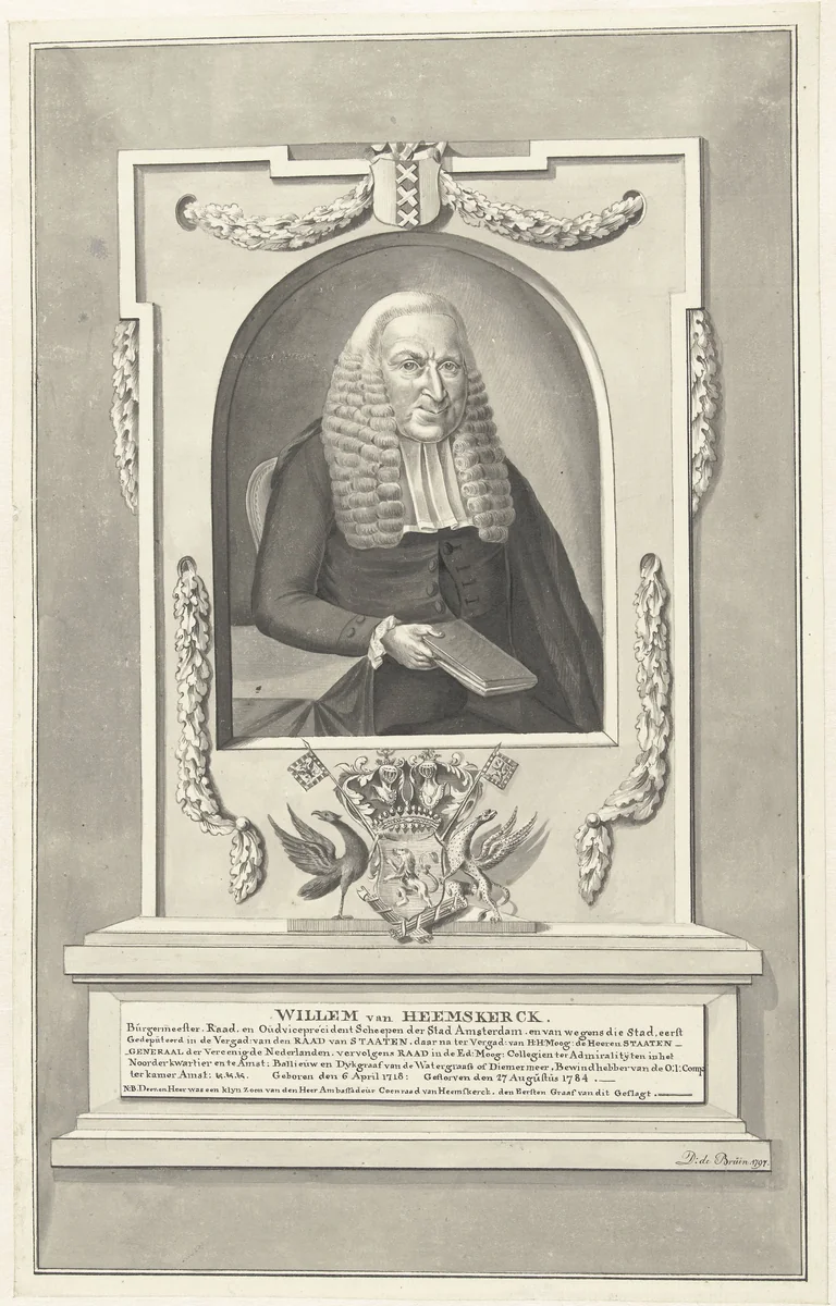 Portret van Willem van Heemskerck by D. de Bruin, drawing, 1797