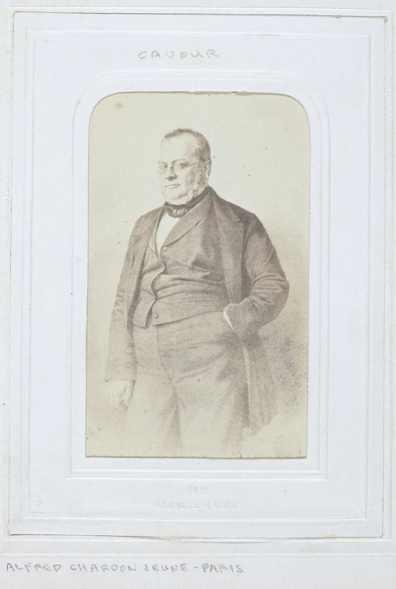 Camillo Benso, Count of Cavour by Alfred Chardon Jeune, photograph, 1860-1869