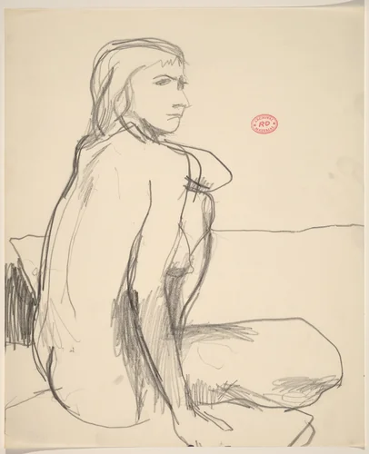 Untitled [female nude seated and looking right] by Richard Diebenkorn, drawing, 1955-1967