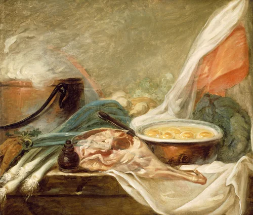 Still Life with Eggs and a Leg of Mutton by Artist Unknown, painting, 1775-1795