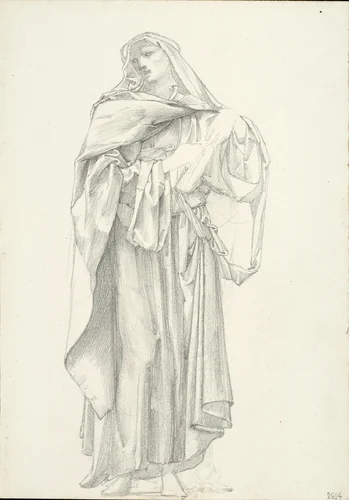 Draped Male Figure (sketchbook #2614) by Edward Burne-Jones, drawing, 1863-1877