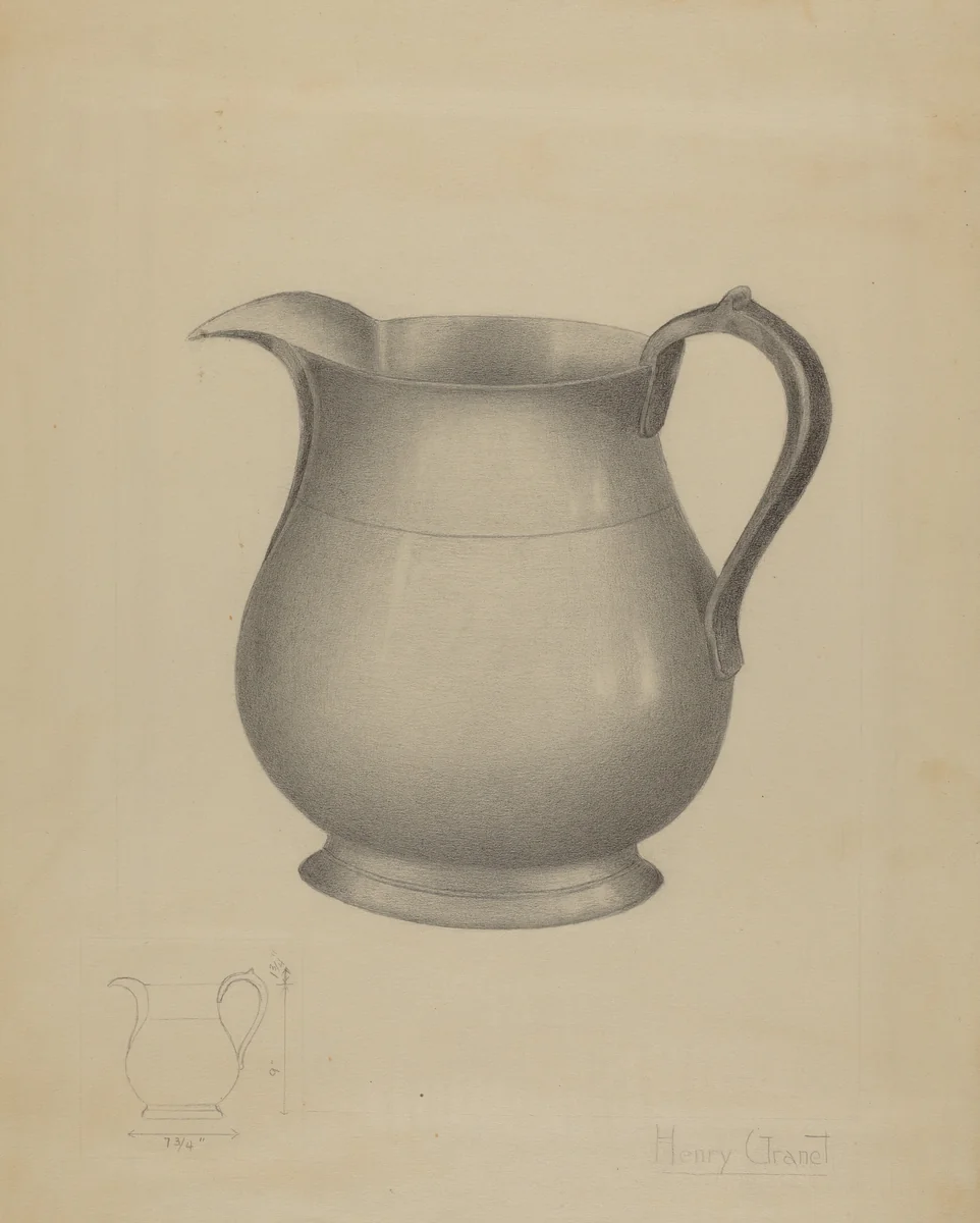 Pitcher by Henry Granet, index of american design, 1936